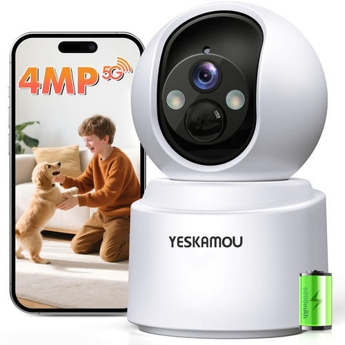 Überwachungskamera Innen 2,5K 4MP 360° WLAN kabellos Akku