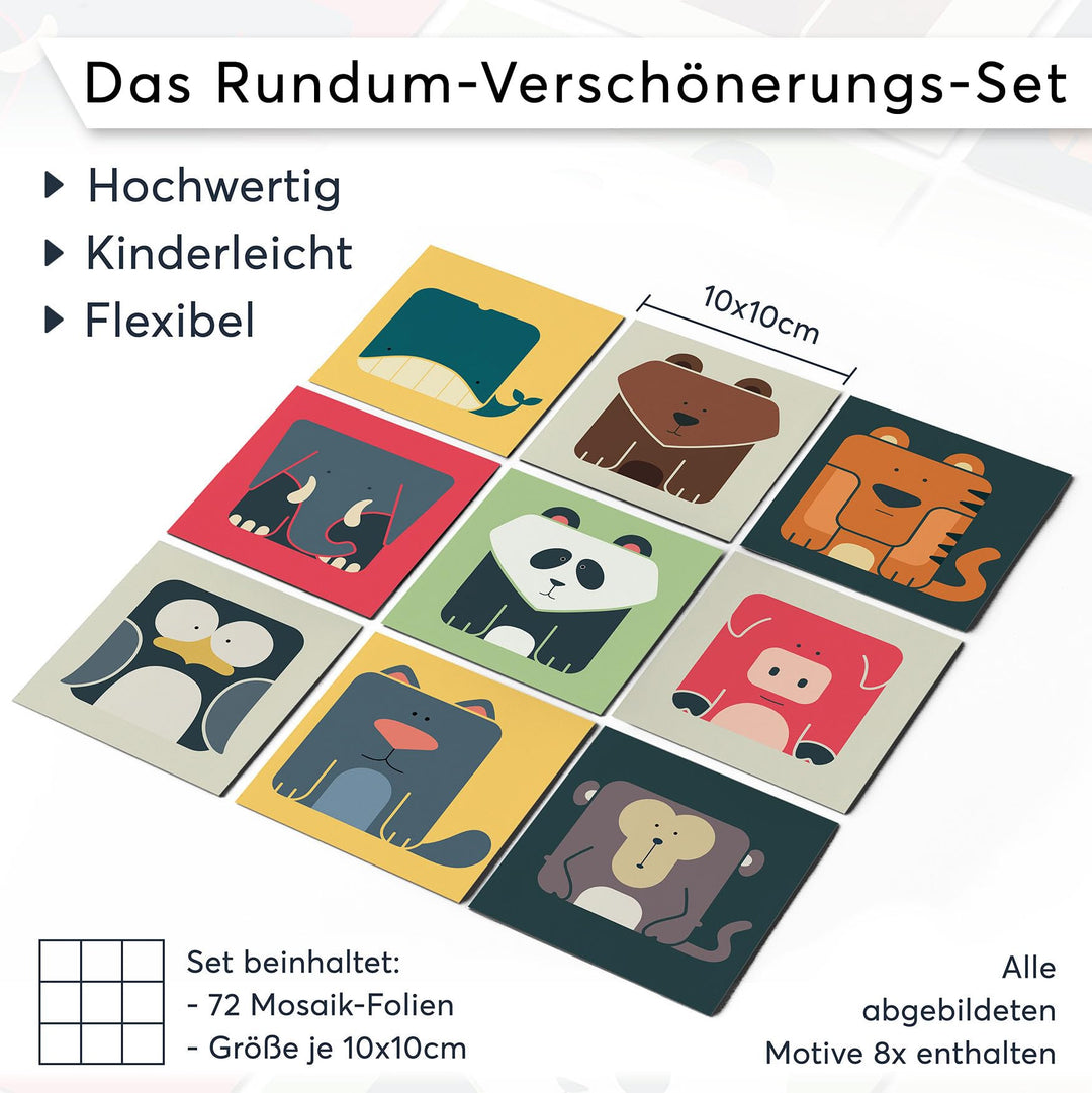 Fliesen-Aufkleber Zoo Maniac Vinyl 10x10 cm 72 Stück Kindermotiv - Bild 7