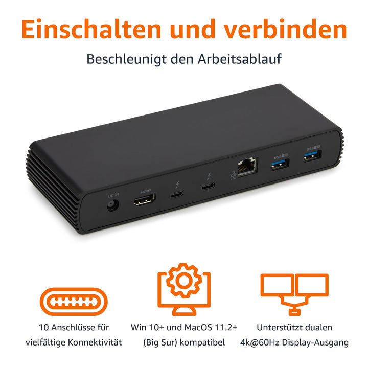Thunderbolt 4 Dockingstation Dual-4K HDMI 2.1 USB-A RJ45 96W - Bild 3