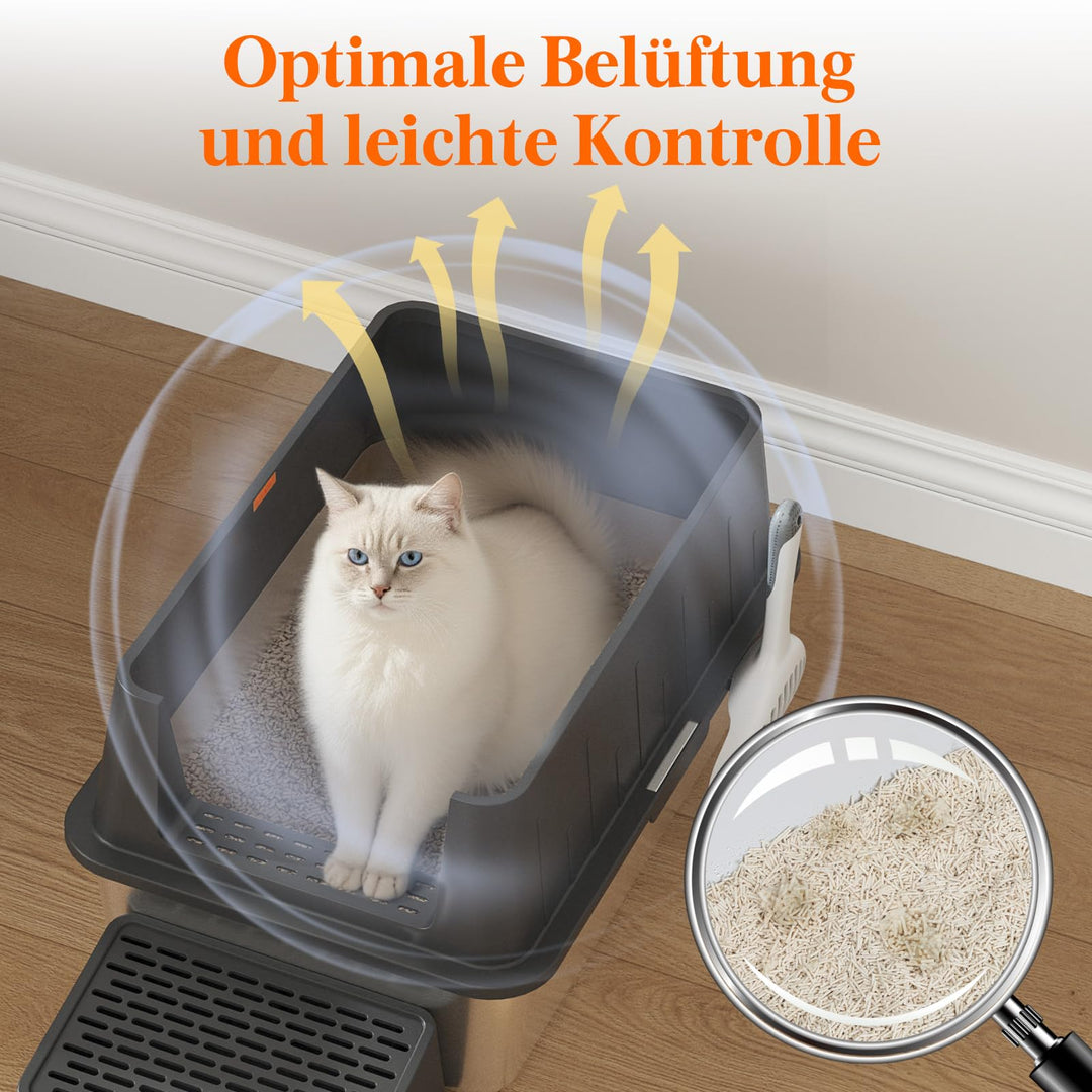 Katzentoilette Edelstahl offen 60x40x39cm bis 13,6kg mit Schaufel - Bild 5