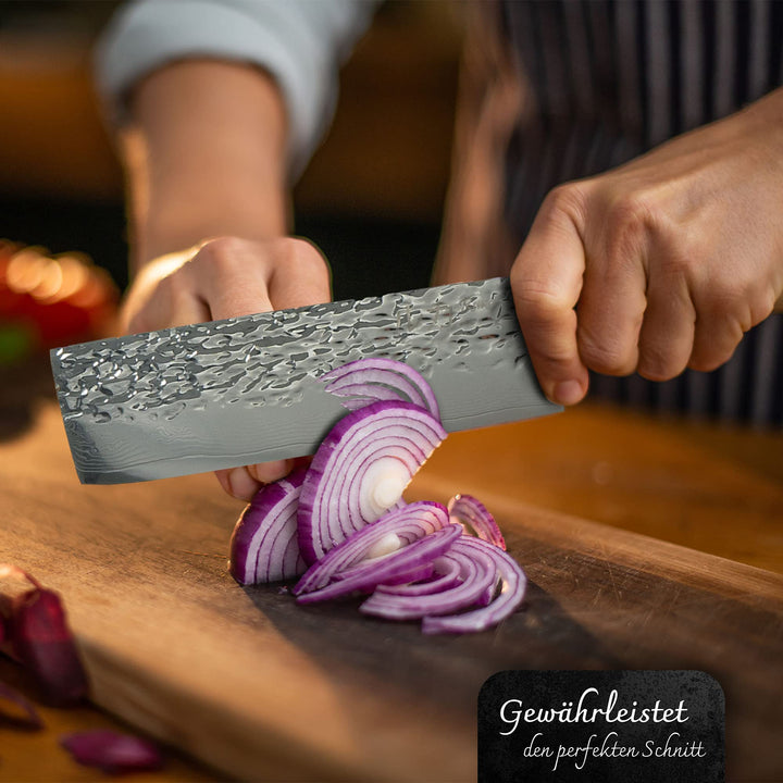 Nakiri-Messer Damaststahl 17 cm gehämmert mit Holzgriff - Bild 3
