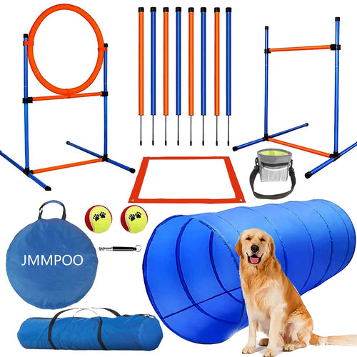 Hunde Agility Set 65-teilig mit Tunnel, Hürden und Slalomstangen