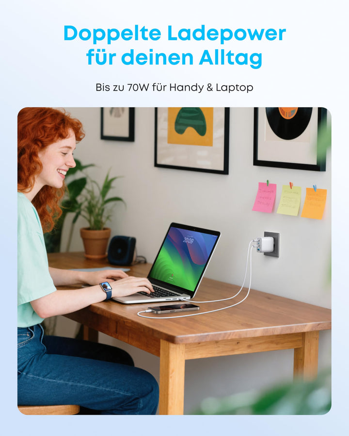 USB-C Ladegerät 70W 4-Port mit 3x USB-C und 1x USB-A - Bild 3