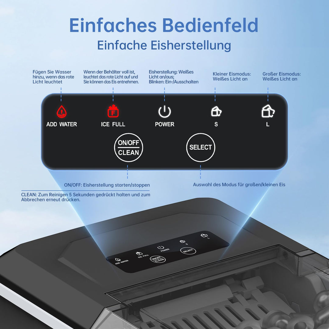 Eiswürfelmaschine 1,3 L Wassertank 9 Würfel in 6 min kompakt - Bild 5