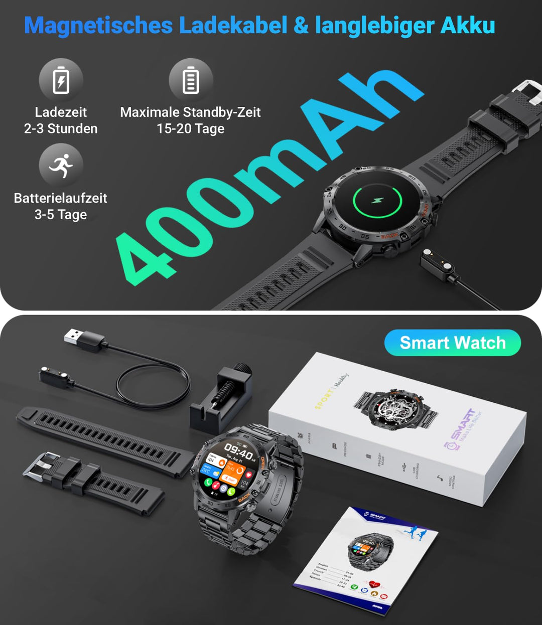 Smartwatch mit Telefonfunktion 1,39 Zoll 111 Sportmodi IP67 Herren - Bild 8