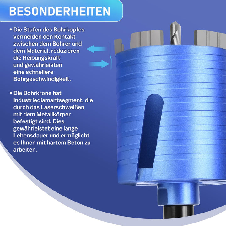 Diamant-Bohrkrone 68 mm SDS Plus M16 für Mauerwerk und Beton - Bild 6