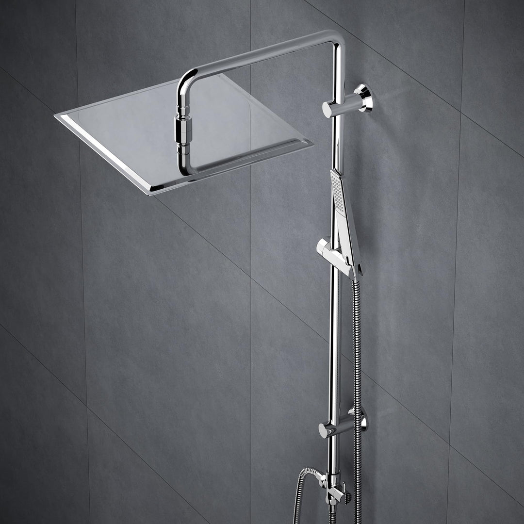 Duschsystem mit Regendusche 30x30cm Edelstahl und Duschstange Chrom