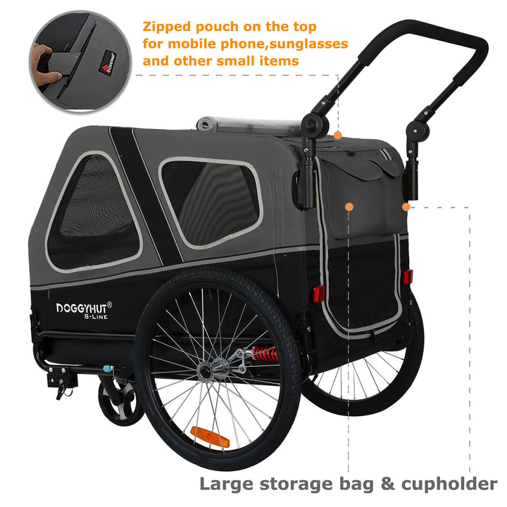 Hunde-Fahrradanhänger &amp; Buggy 2-in-1 gefedert bis 45 kg Grösse XL - Bild 4