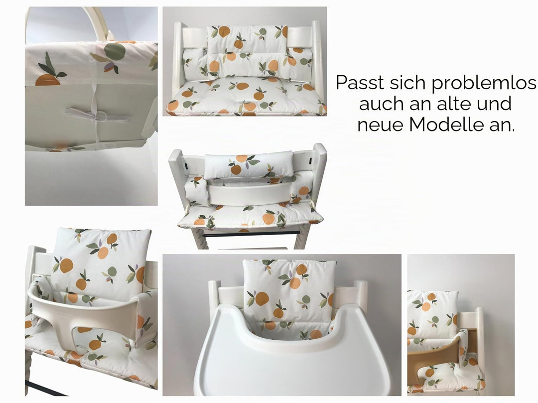 Hochstuhl-Sitzkissen Tripp Trapp kompatibel 100% Baumwolle Früchte Weiss - Bild 4