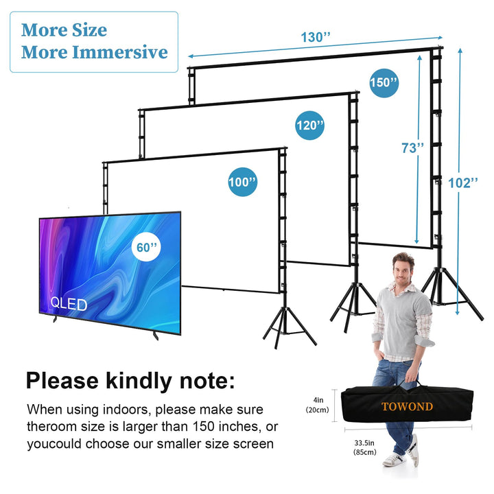 Beamer Leinwand mit Stativ 150 Zoll, 16:9 HD, Outdoor faltbar - Bild 2