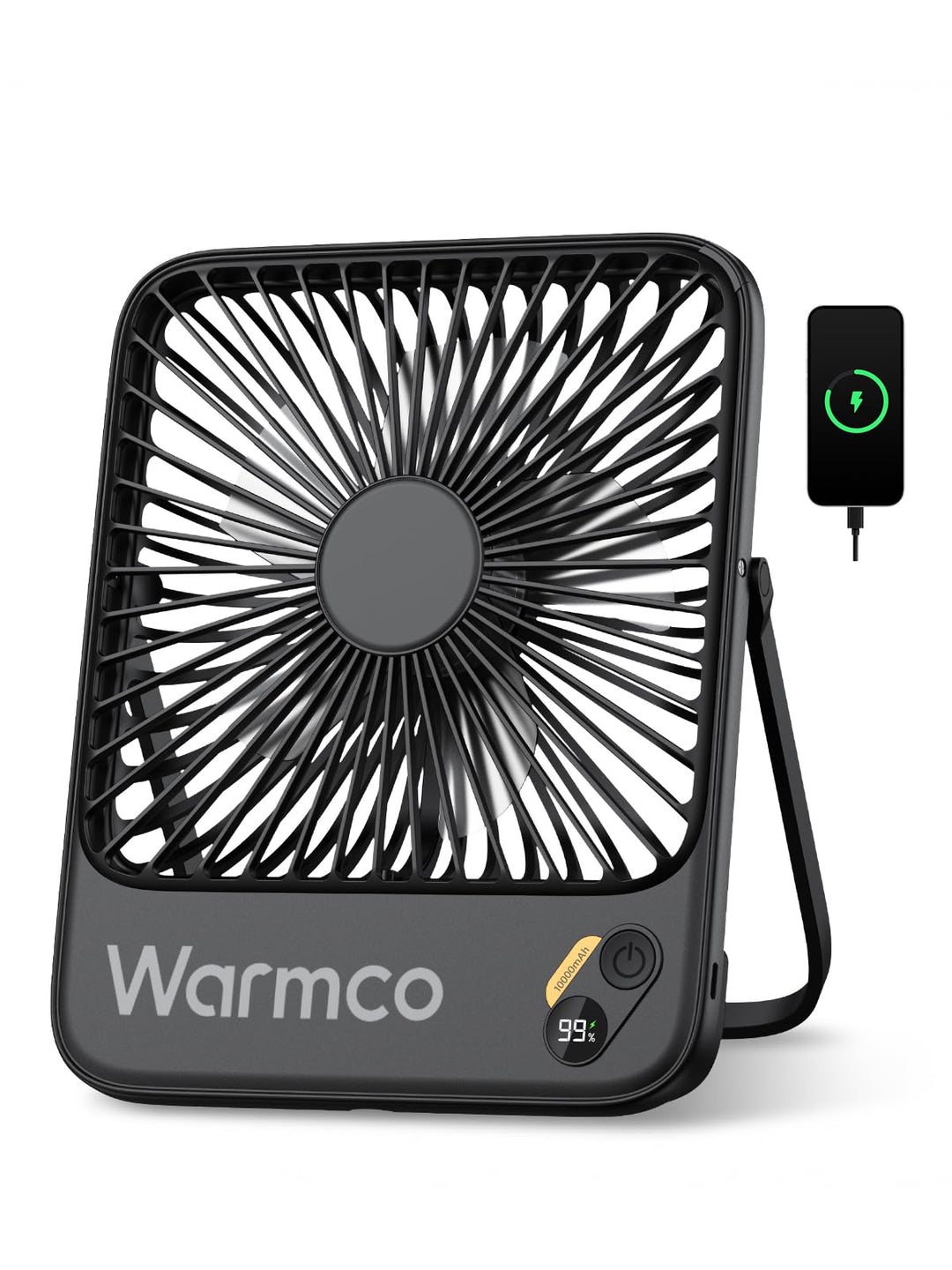 Akku-Tischventilator 10000mAh USB-C leise bis 24 Std.