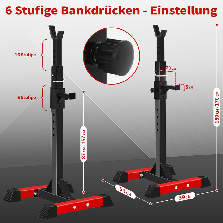 Squat Rack Kniebeugenständer Stahl 200 kg höhenverstellbar - Bild 7