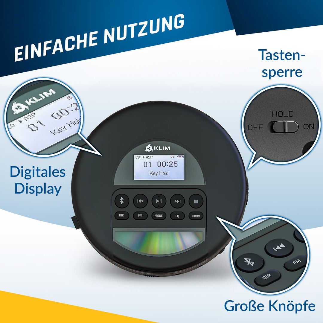 CD-Player Bluetooth tragbar mit FM-Radio und Kopfhörern - Bild 4