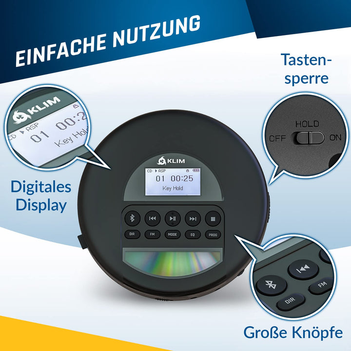 CD-Player Bluetooth tragbar mit FM-Radio und Kopfhörern - Bild 4