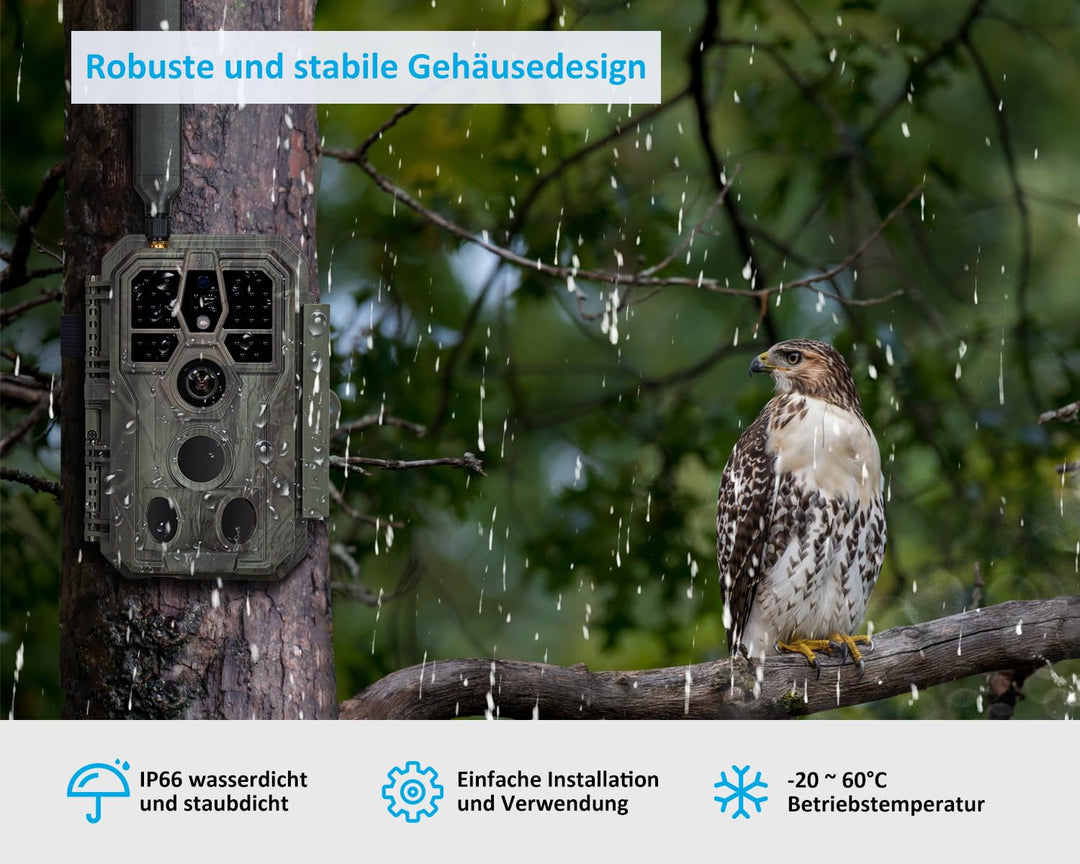 4G LTE Wildkamera 48MP 1296P No-Glow Nachtsicht mit SIM-Karte - Bild 7