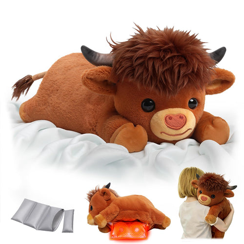 Gewichtetes Highland Cow Kuscheltier mit Heizkissen 2,3 kg 58 cm