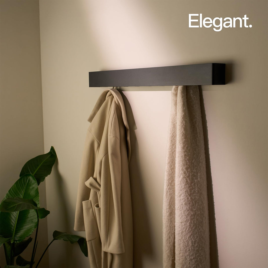 Wandgarderobe Aluminium 80 cm mit verdeckten Haken Schwarz Matt - Bild 2