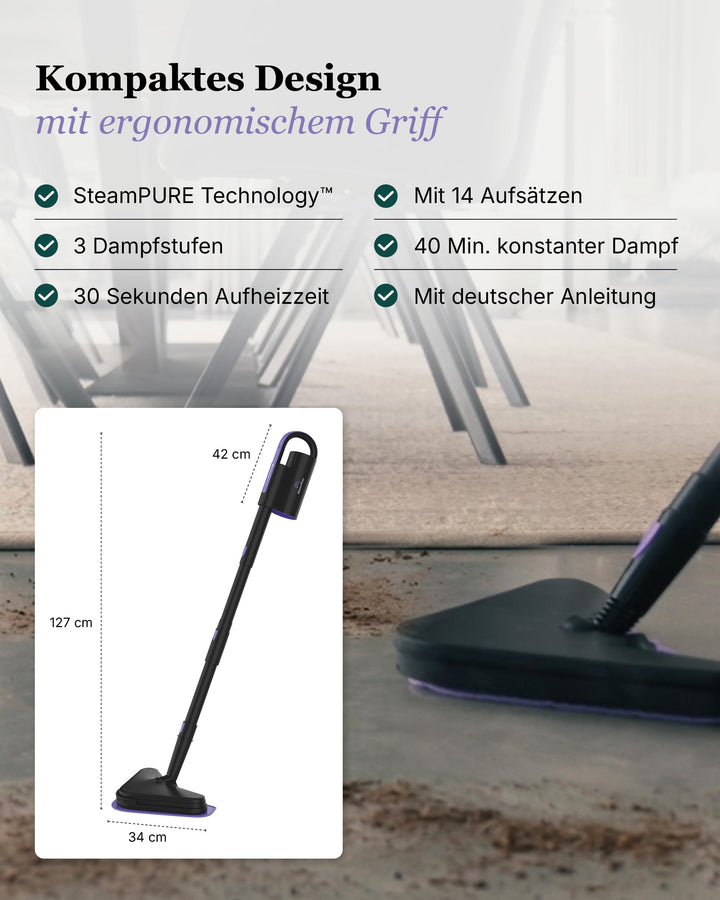 Dampfreiniger 16-in-1 mit 13 Aufsätzen, 120°C, für Böden, Bad &amp; Küche - Bild 5