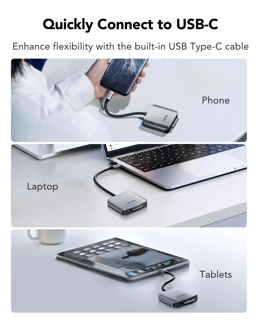 CFexpress Typ B Kartenleser USB 3.2 Gen 2 mit integriertem Kabel - Bild 5