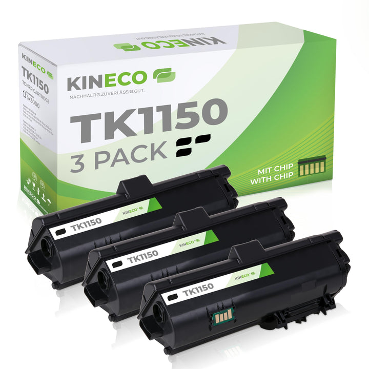 Toner Schwarz kompatibel mit Kyocera TK-1150 3er Pack 3x3000 Seiten