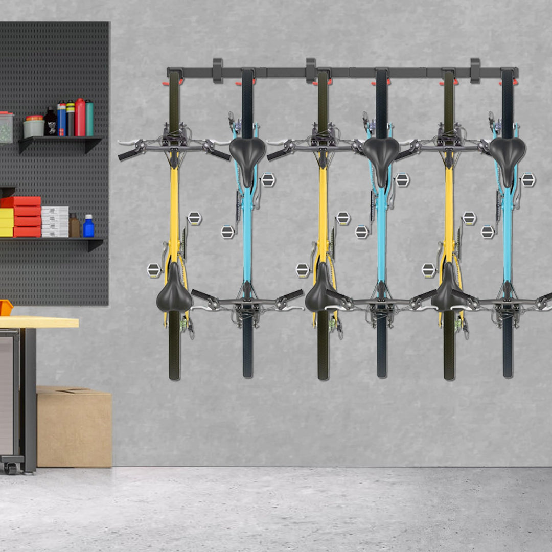 Fahrrad Wandhalterung für 6 Räder – verstellbare Haken, stabile Montage