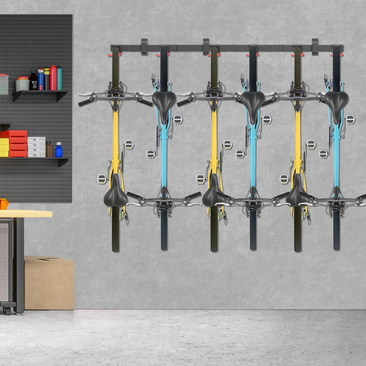 Fahrrad Wandhalterung für 6 Räder – verstellbare Haken, stabile Montage