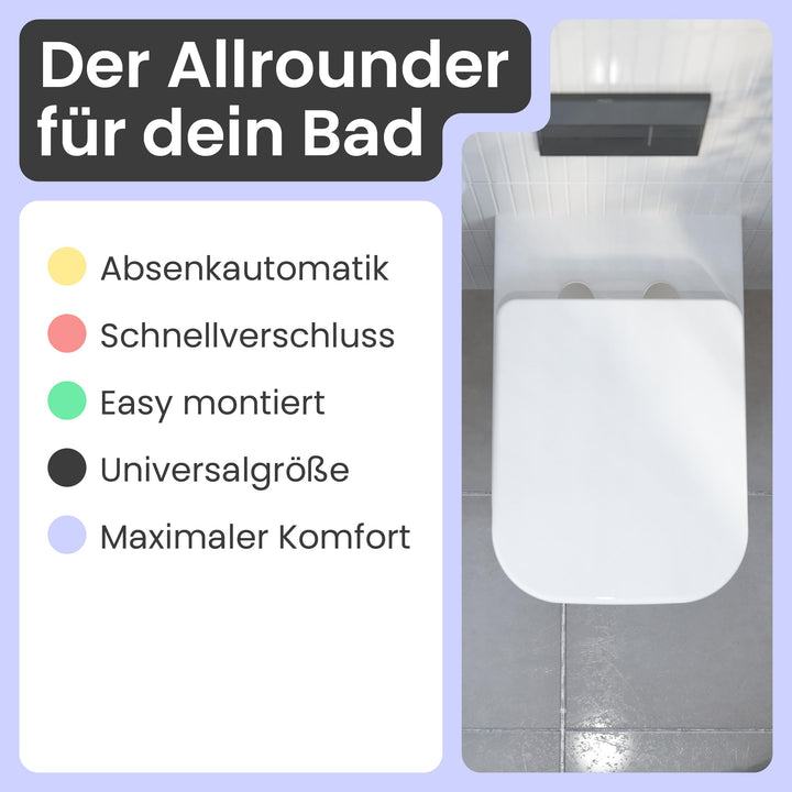 WC-Sitz eckig Duroplast mit Absenkautomatik und Schnellverschluss - Bild 2