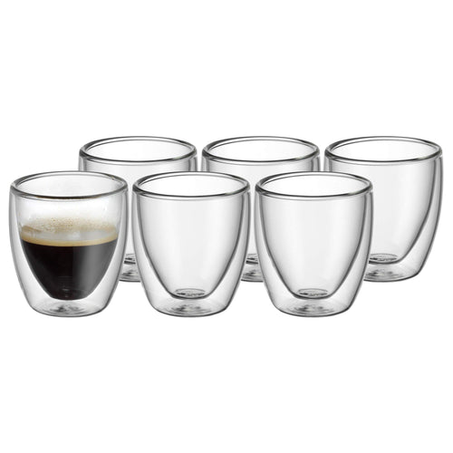 Espressogläser doppelwandig Borosilikatglas 80ml 6er-Set