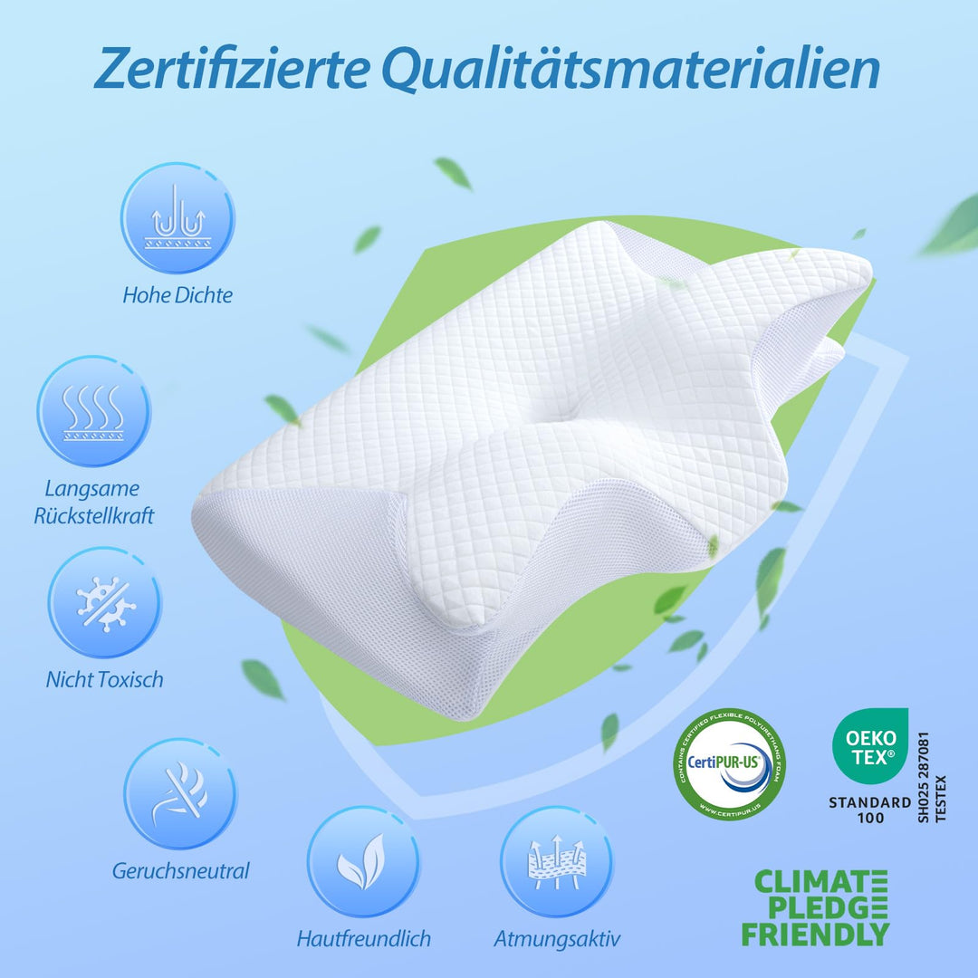 Memory Foam Kissen Ergonomisch 60x40 cm 2-in-1 Höhe für alle Schlaftypen - Bild 5
