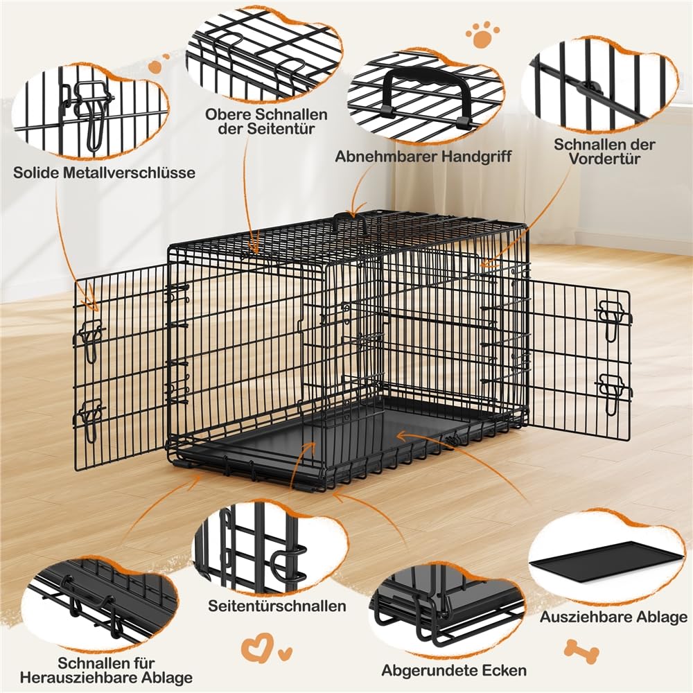 Hundekäfig klappbar Metall XL 107x66x74,5 cm mit 2 Türen - Bild 6
