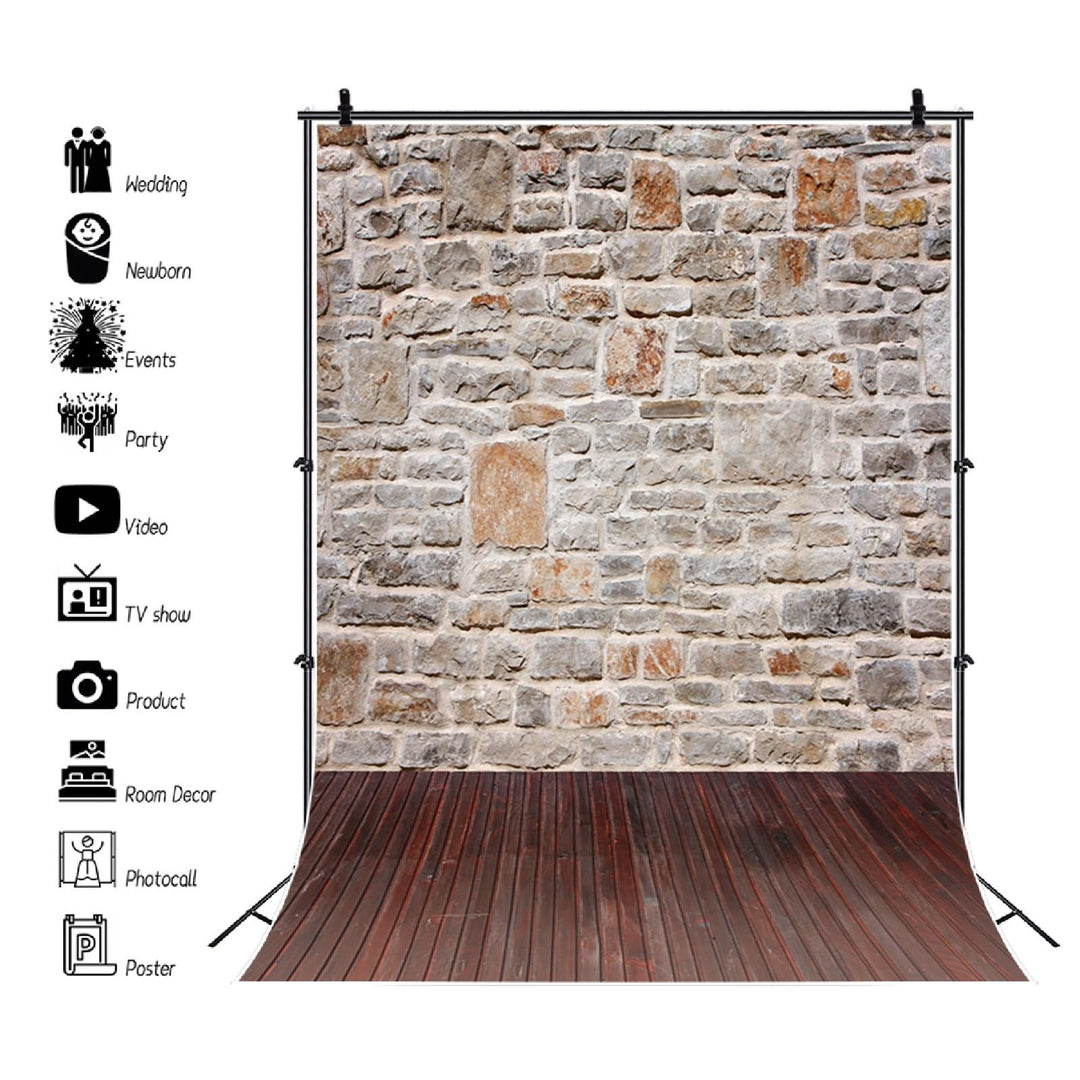 Fotohintergrund Vinyl 3x3m Steinwand Ziegelmauer Holzboden Studio - Bild 4