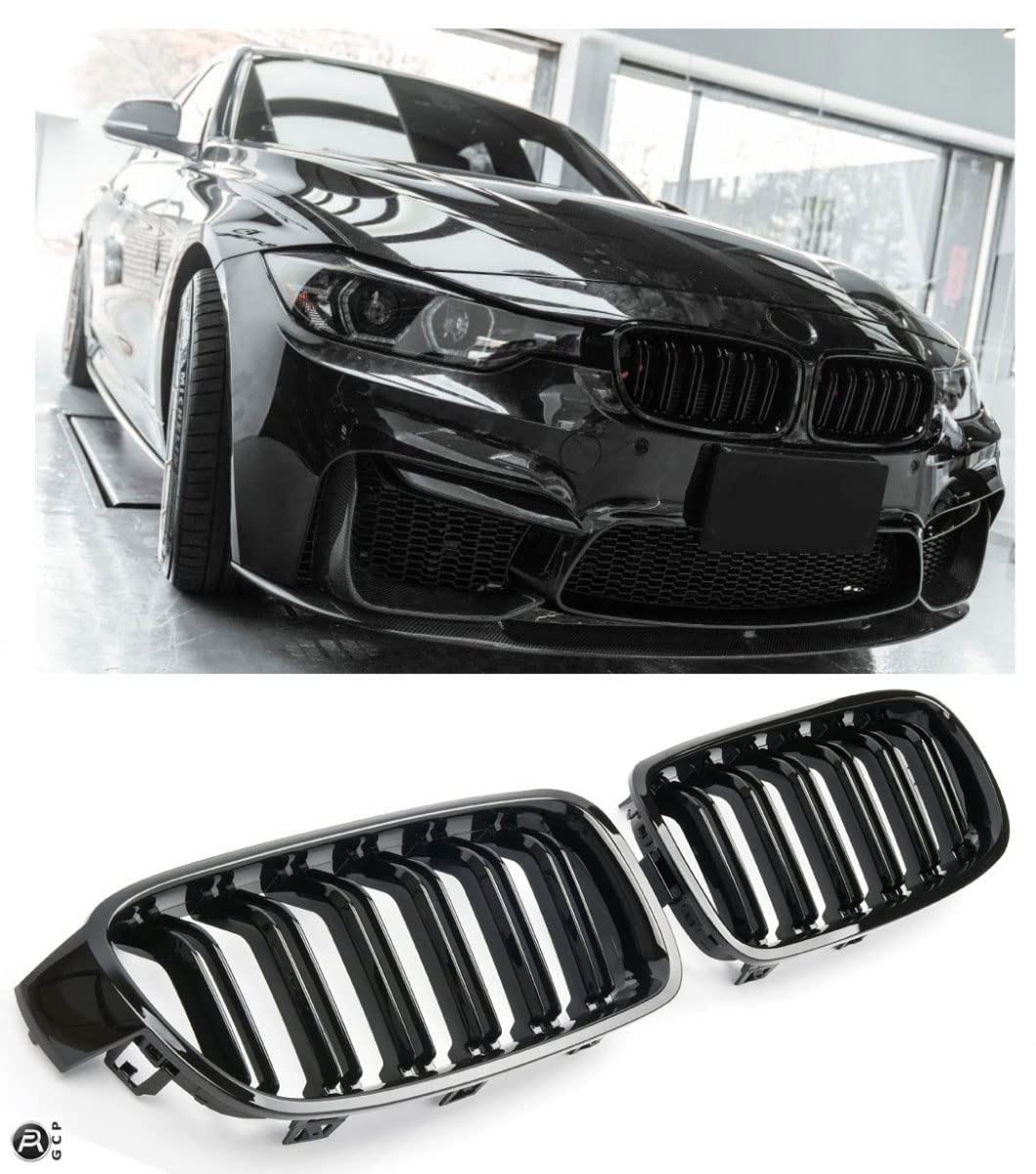 Kühlergrill BMW 3er F30 F31 Doppelsteg Glanz Schwarz Sport-Design - Bild 2