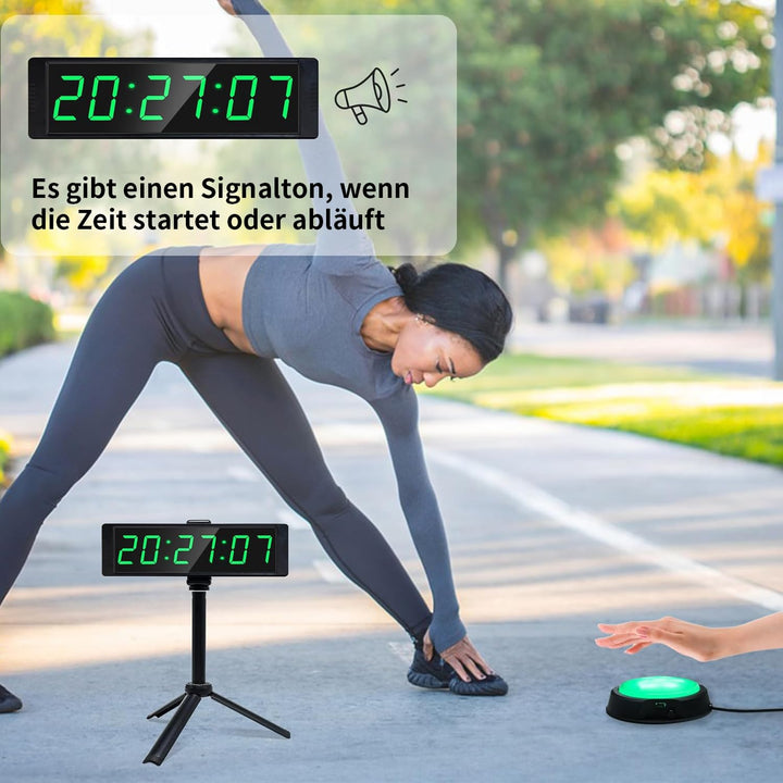 LED Intervall-Timer Stoppuhr mit Fernbedienung 12/24H Wanduhr - Bild 3