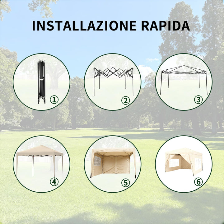 Faltpavillon 3x3m mit 4 Seitenwänden Stahl UV50+ höhenverstellbar - Bild 5