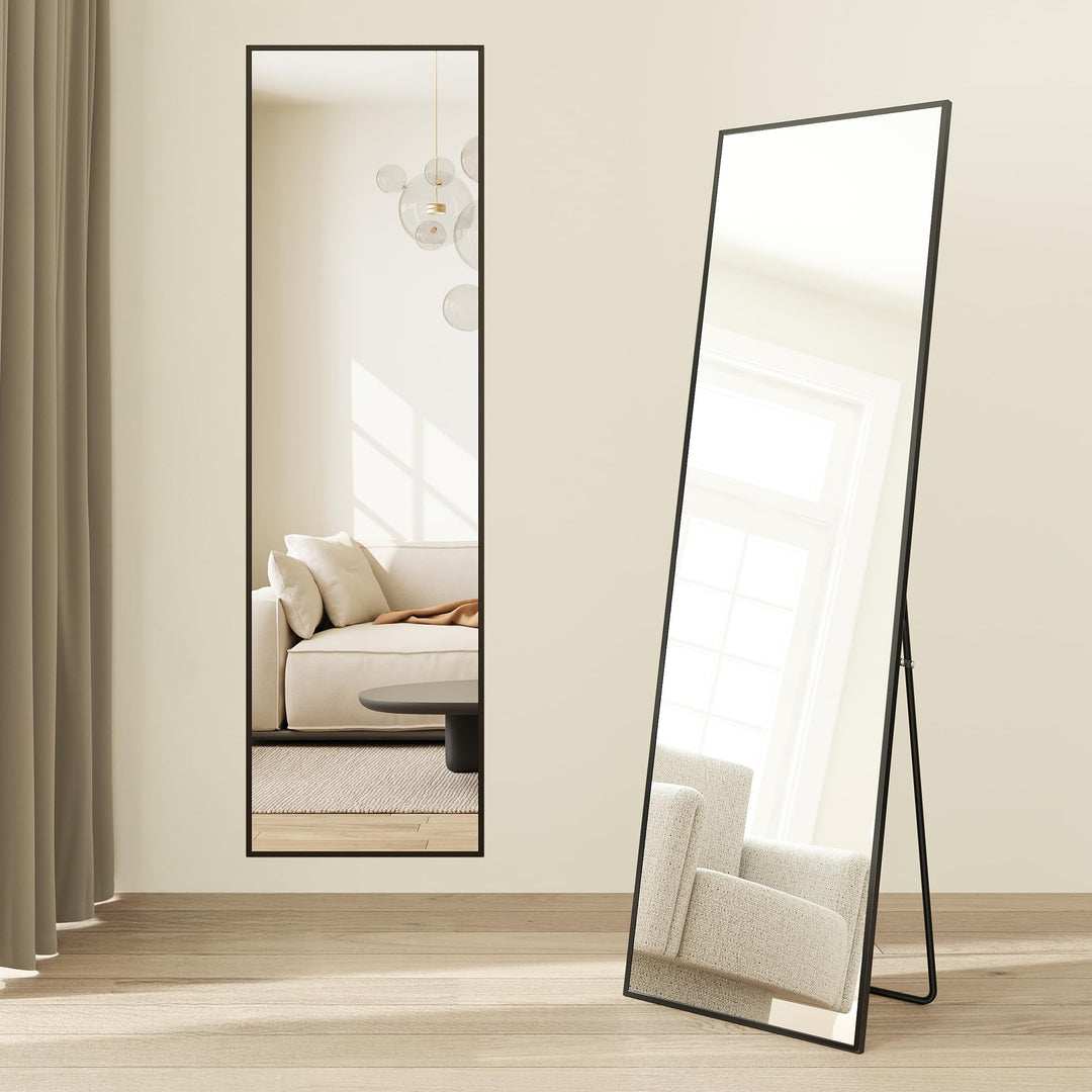 Ganzkörperspiegel Standspiegel 150x40 cm Aluminiumrahmen Tintenschwarz