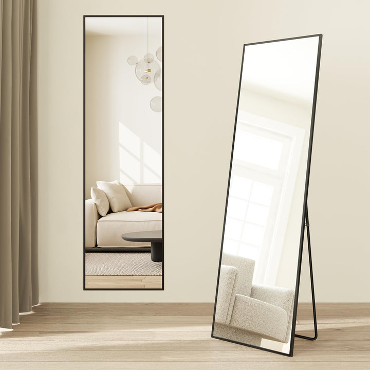 Ganzkörperspiegel Standspiegel 150x40 cm Aluminiumrahmen Tintenschwarz