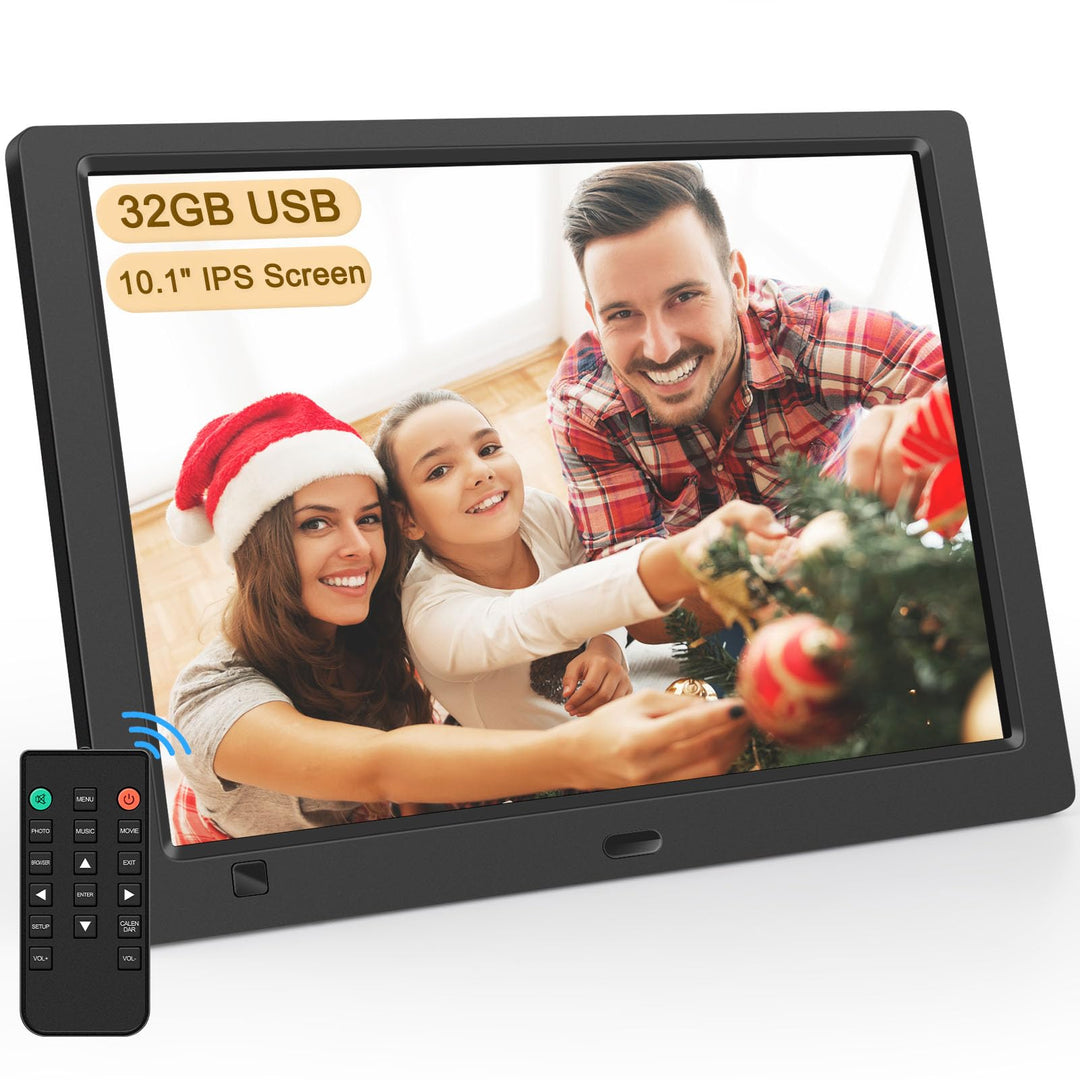 Digitaler Bilderrahmen 10,1 Zoll IPS ohne WLAN mit 32GB USB-Stick