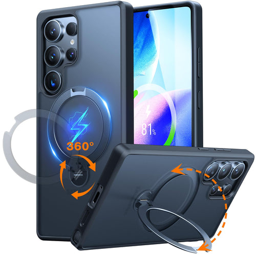 Handyhülle Samsung Galaxy S25 Ultra mit 360° Drehständer Schwarz