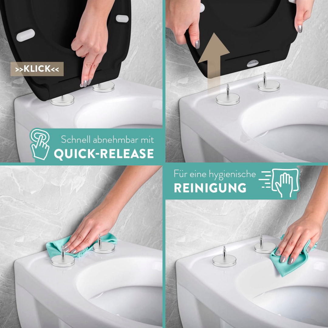 Toilettensitz oval Duroplast antibakteriell Softclose schwarz - Bild 4