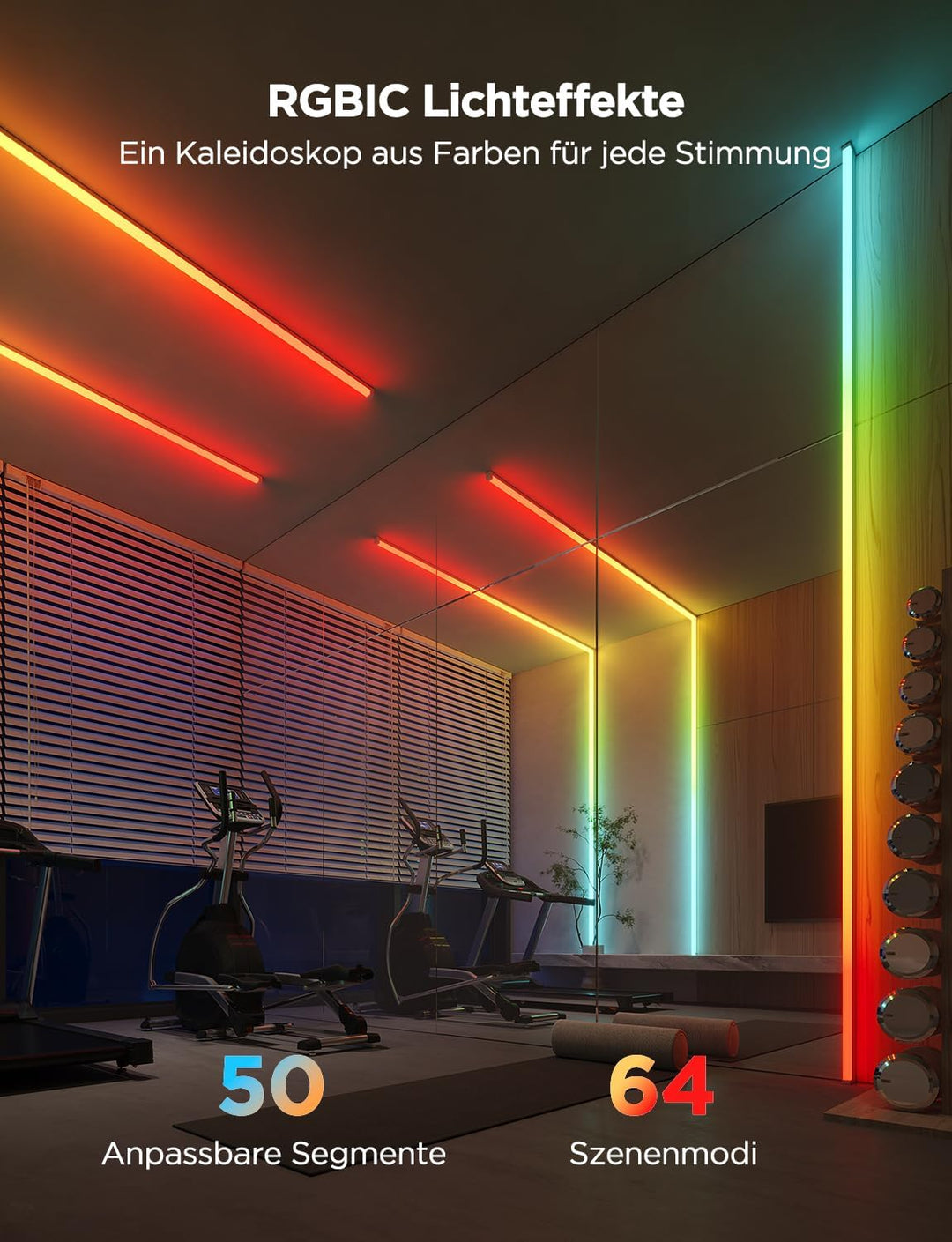 LED Strip RGBIC mit Alu-Schiene 5m Smart Alexa Google 60 LEDs/m - Bild 5