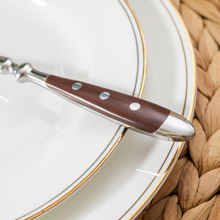Besteck-Set 30-teilig Edelstahl 18/0 rustikale braune Griffe 6 Personen - Bild 4