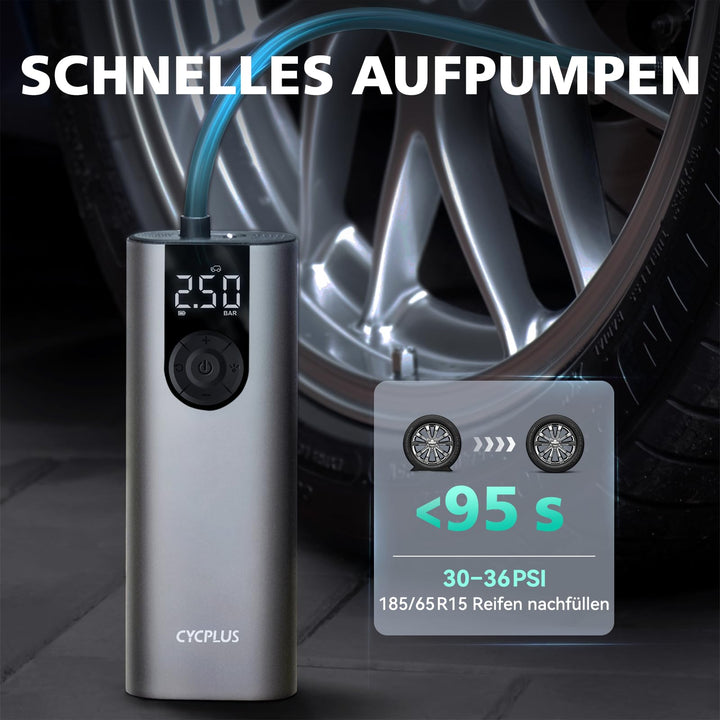 Akku-Luftpumpe 150 PSI mit LCD-Display und Auto-Stopp für Auto &amp; Bike - Bild 2