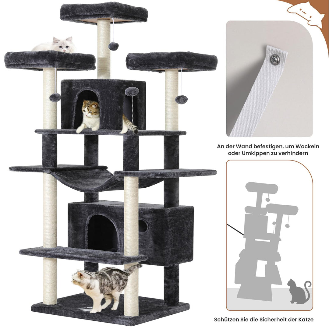 Katzenbaum XXL mit 3 Plattformen, 2 Höhlen und Sisalsäulen für grosse Katzen - Bild 8