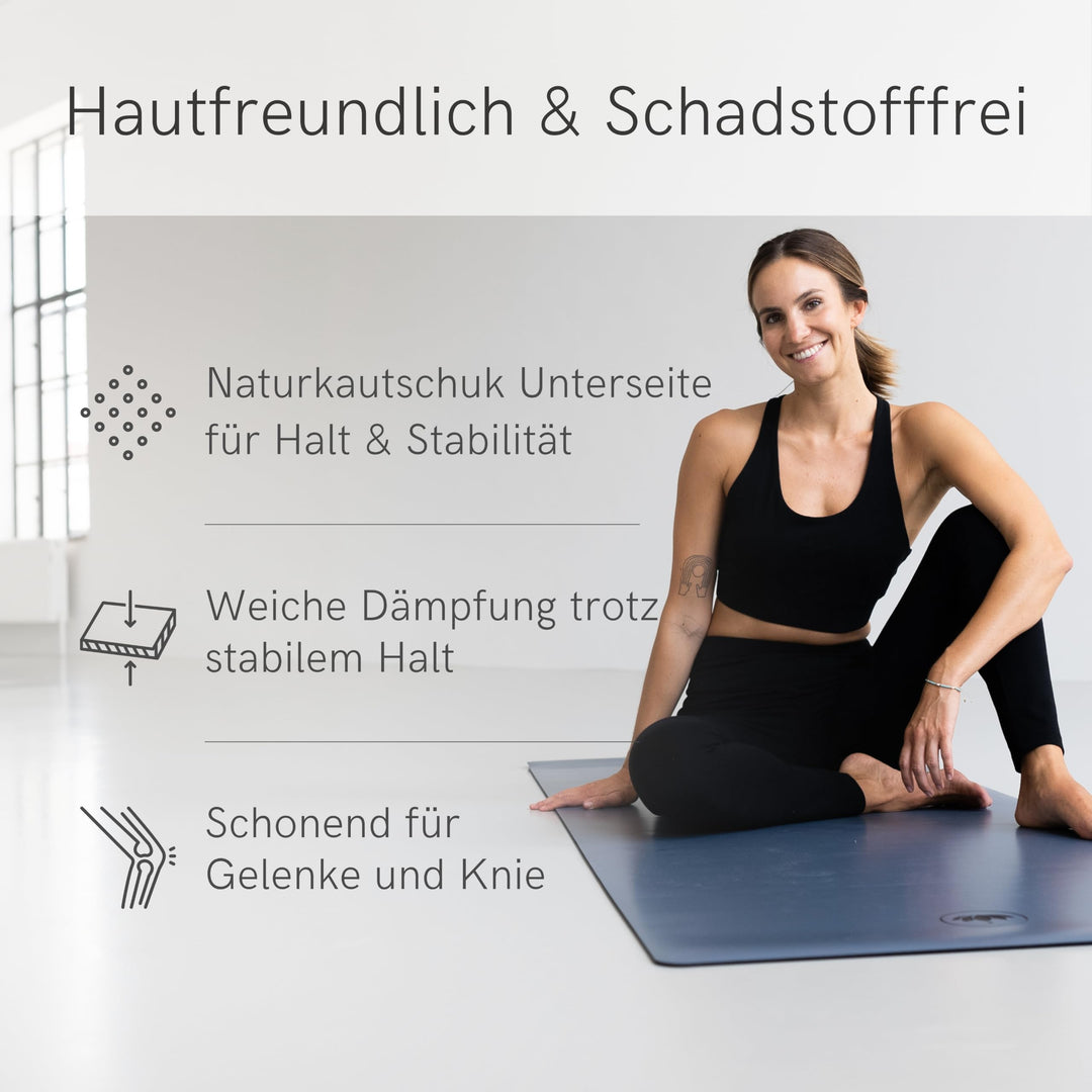 Yogamatte Naturkautschuk rutschfest 183x66cm 5mm für Yoga &amp; Fitness - Bild 4