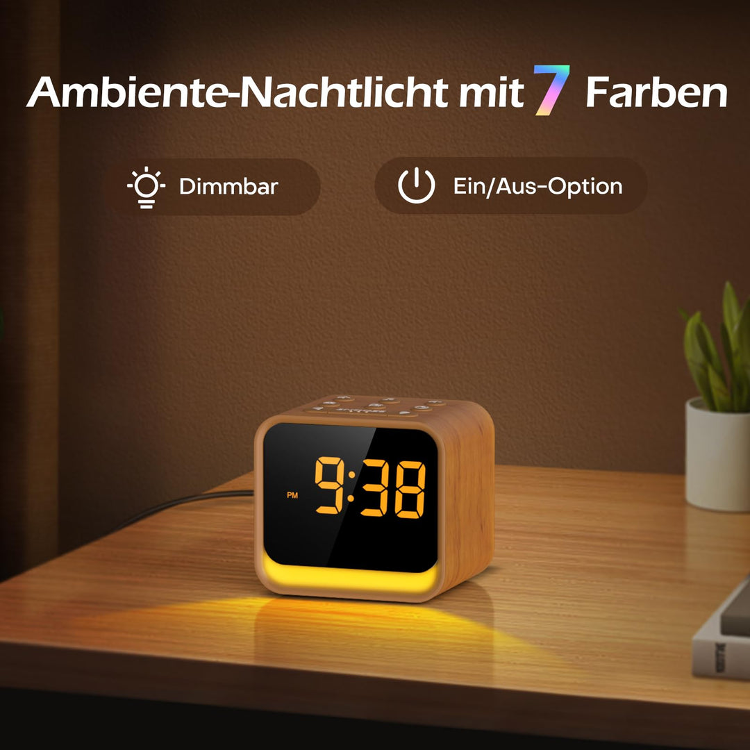 Radiowecker mit Soundmaschine 4-in-1 FM Radio 7-Farben Nachtlicht - Bild 7