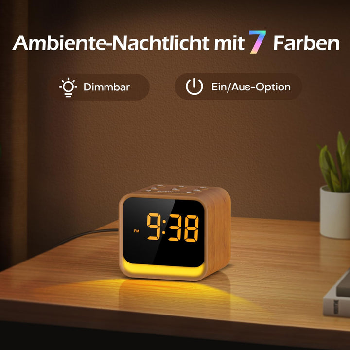 Radiowecker mit Soundmaschine 4-in-1 FM Radio 7-Farben Nachtlicht - Bild 7