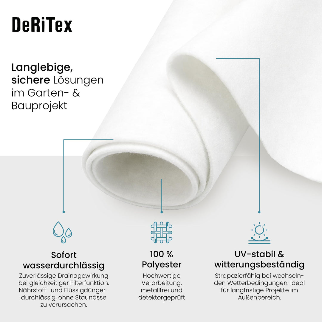Drainagevlies Filtervlies 150g/m² Polyester Aussen 1m x 25m - Bild 5