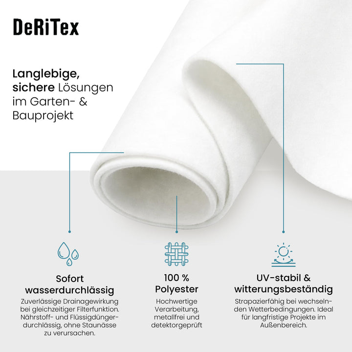 Drainagevlies Filtervlies 150g/m² Polyester Aussen 1m x 25m - Bild 5