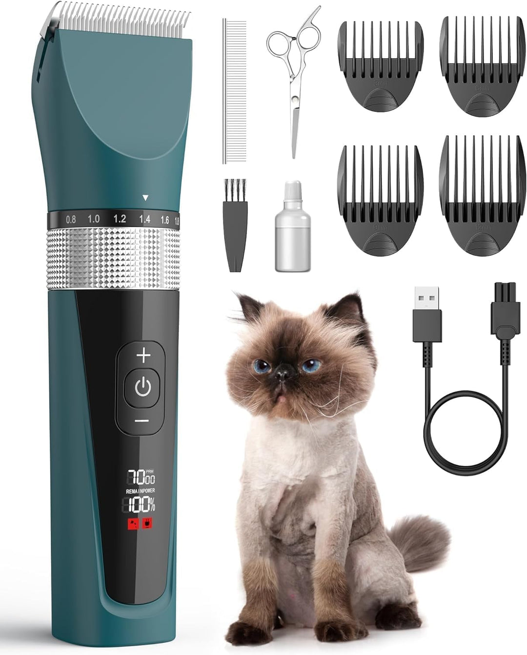 Katzenschermaschine leise 5 Geschwindigkeiten LCD IPX6 Profi