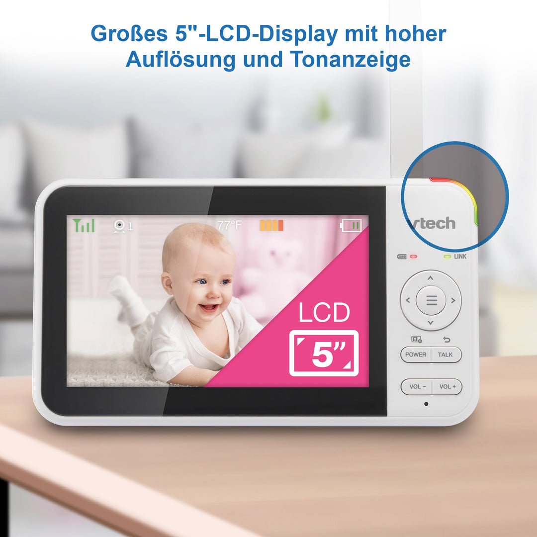Babymonitor mit 5" LCD-Display, Kamera, Nachtsicht und 300m Reichweite - Bild 7